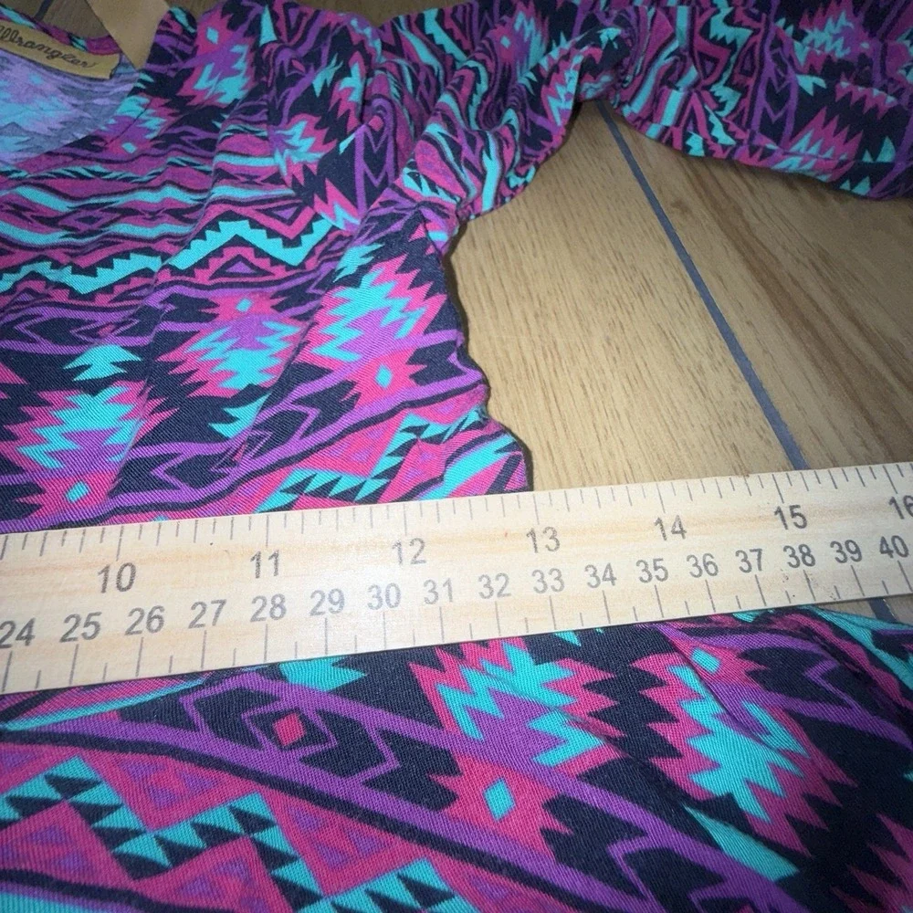 Wrangler Girl's Dress Aztec Black‎ Multi Empire Festival Long Sleeve Size S New